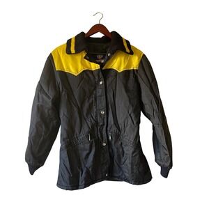 Vintage 80s Colorblock‎ Western Style Puffer Jacket Yellow Black size medium